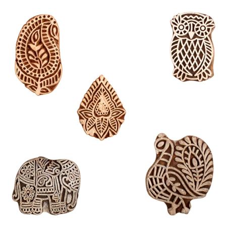 Set of 5 Piece New Mix Wooden Printing Block